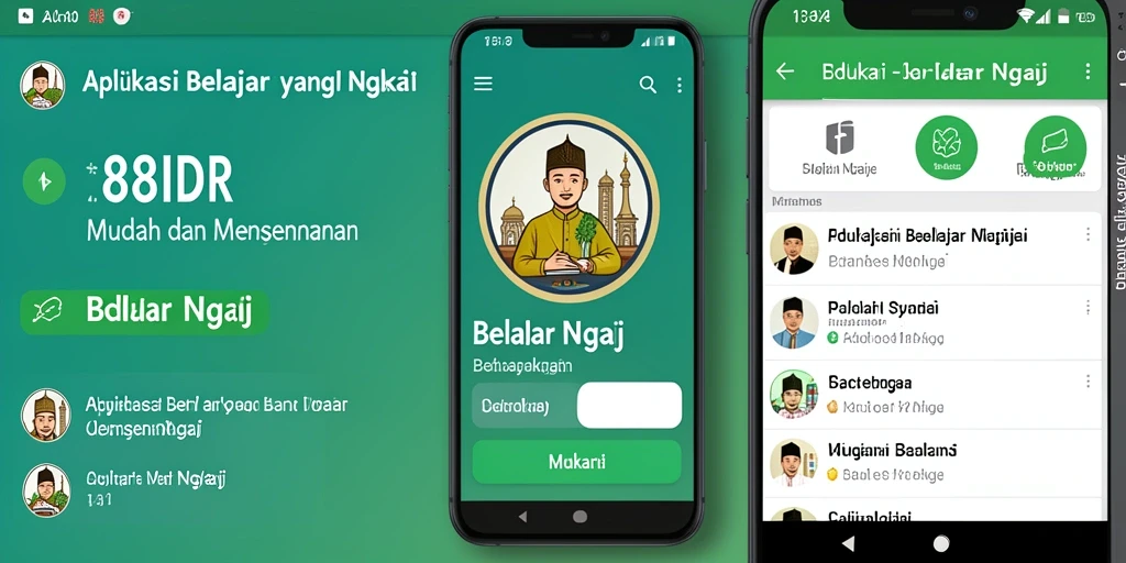 Antarmuka aplikasi 88IDR yang intuitif untuk Belajar Ngaji.