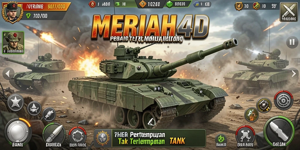Screenshot utama MERIAH4D menampilkan aksi seru pertempuran tank.