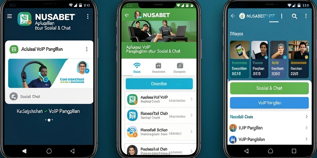 Tampilan antarmuka aplikasi NUSABET untuk panggilan VoIP yang interaktif.