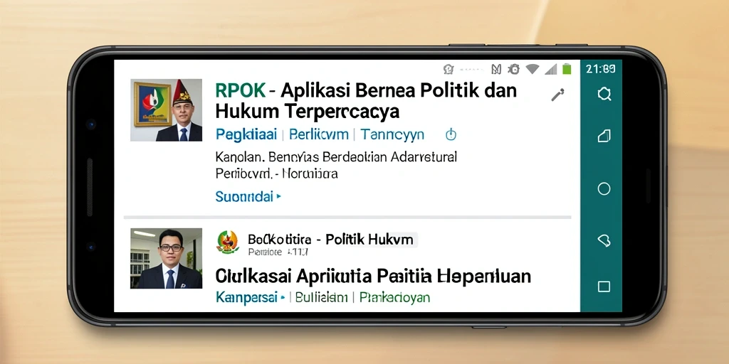Tampilan antarmuka aplikasi RPOK memudahkan akses berita politik dan hukum.