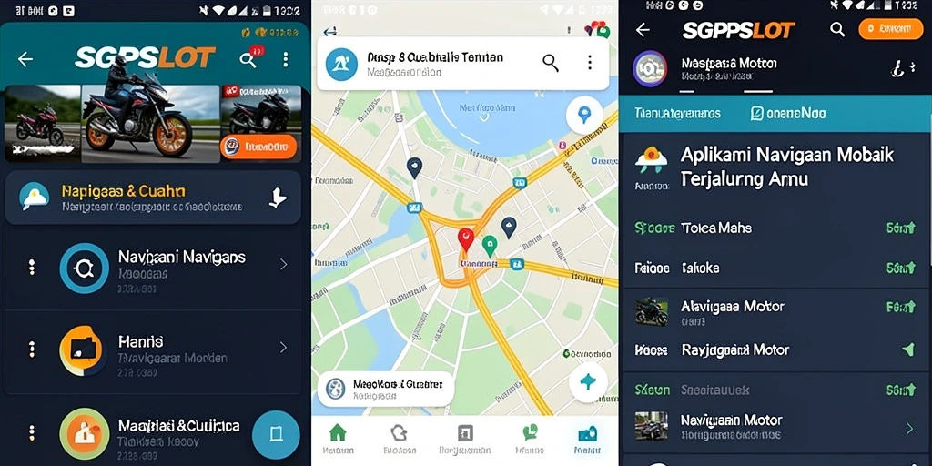 Antarmuka aplikasi SGPSLOT menunjukkan peta navigasi motor yang jelas dan informatif.